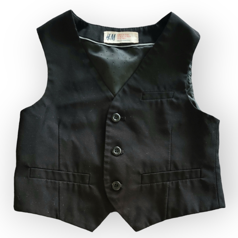 H&M 18-24M Boy's Black Formal Tuxedo Vest